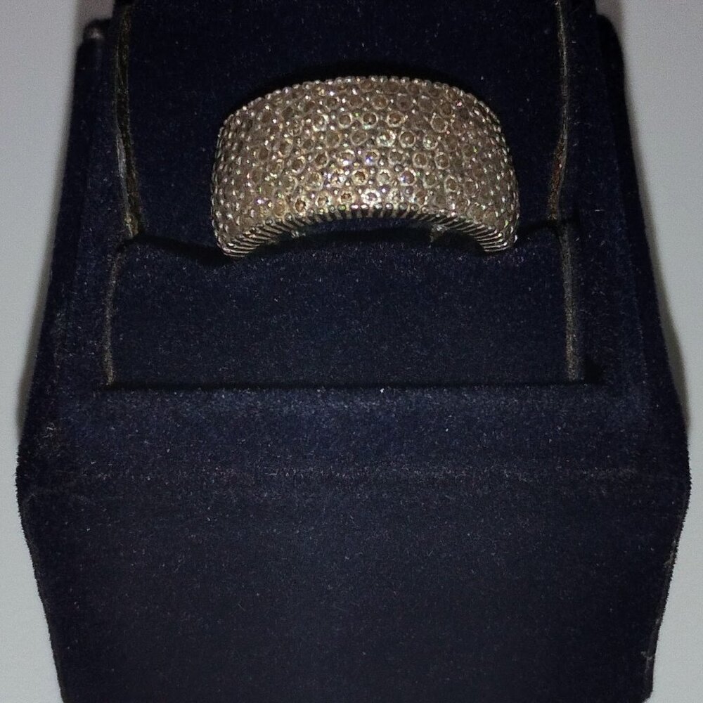 Sterling Silver Pave Dome Ring Size 7 925 CZ Microset Wide Band Sparkle - Picture 4 of 4